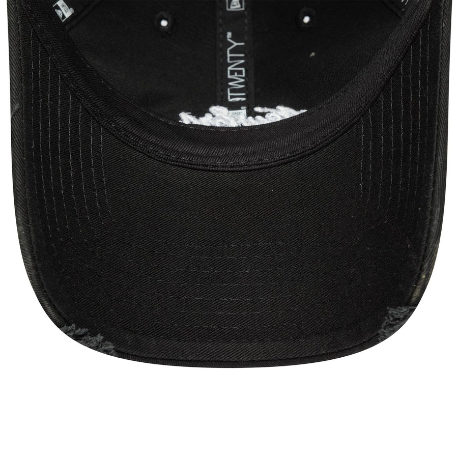 This is a New Era Distressed Black 9TWENTY Adjustable Cap 6