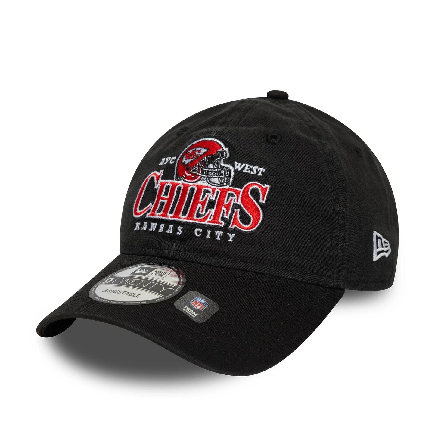 This is a Kansas City Chiefs NFL Helmet Black 9TWENTY Adjustable Cap 1