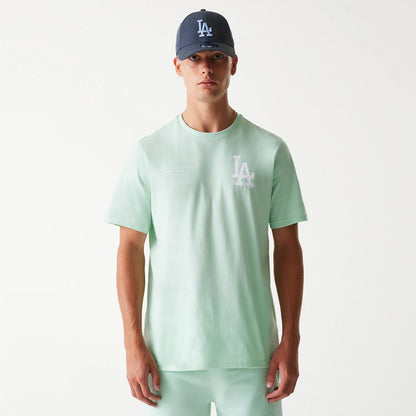 The Male model is wearing LA Dodgers MLB Arch Graphic Pastel Green T-Shirt 1