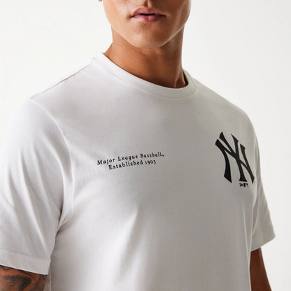 The Male model is wearing New York Yankees MLB Arch Graphic Open White T-Shirt 5