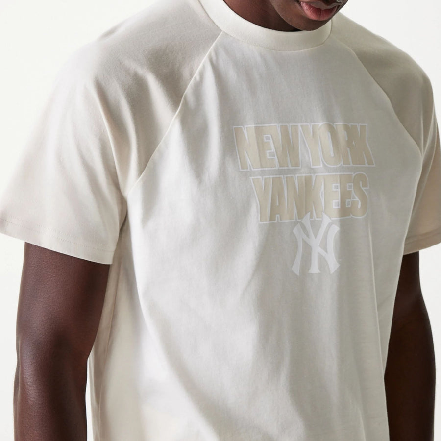 The Male model is wearing New York Yankees MLB Raglan Open White Oversized T-Shirt 3