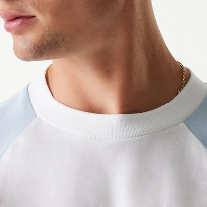 The Male model is wearing LA Dodgers MLB Raglan White Oversized T-Shirt 7