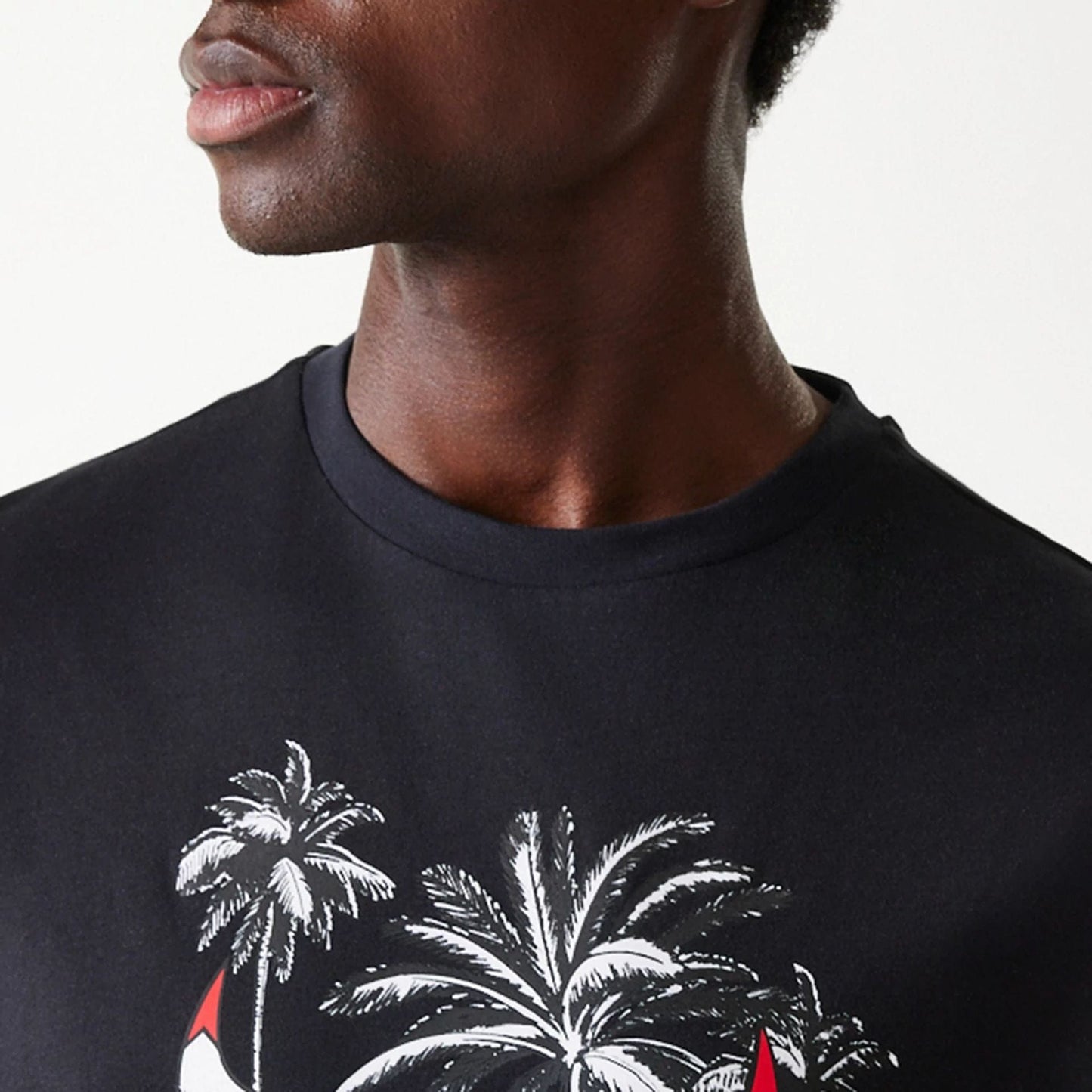 The Male model is wearing Chicago Bulls NBA Palm Tree Black Oversized T-Shirt 4