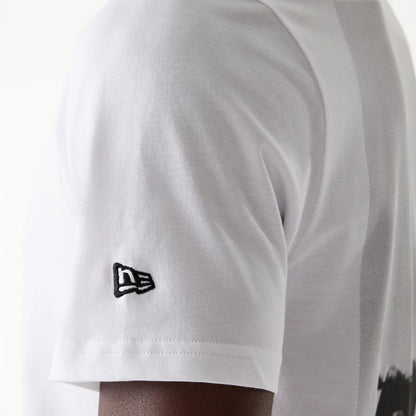 The Male model is wearing LA Lakers NBA Court Graphic White T-Shirt 6