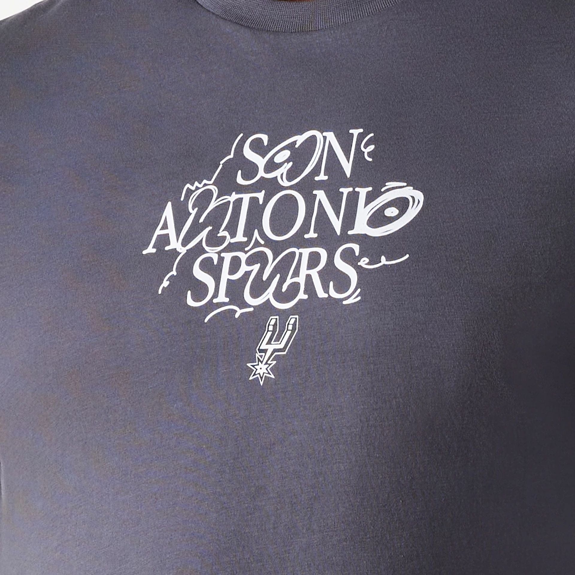 The Male model is wearing San Antonio Spurs NBA Court Graphic Dark Grey T-Shirt 5