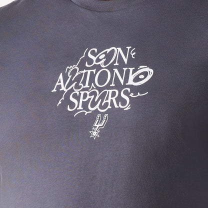 The Male model is wearing San Antonio Spurs NBA Court Graphic Dark Grey T-Shirt 5