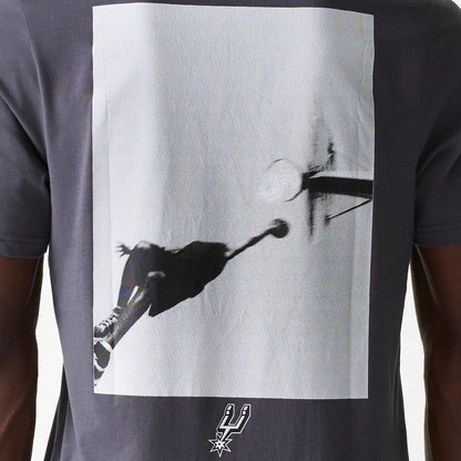 The Male model is wearing San Antonio Spurs NBA Court Graphic Dark Grey T-Shirt 4