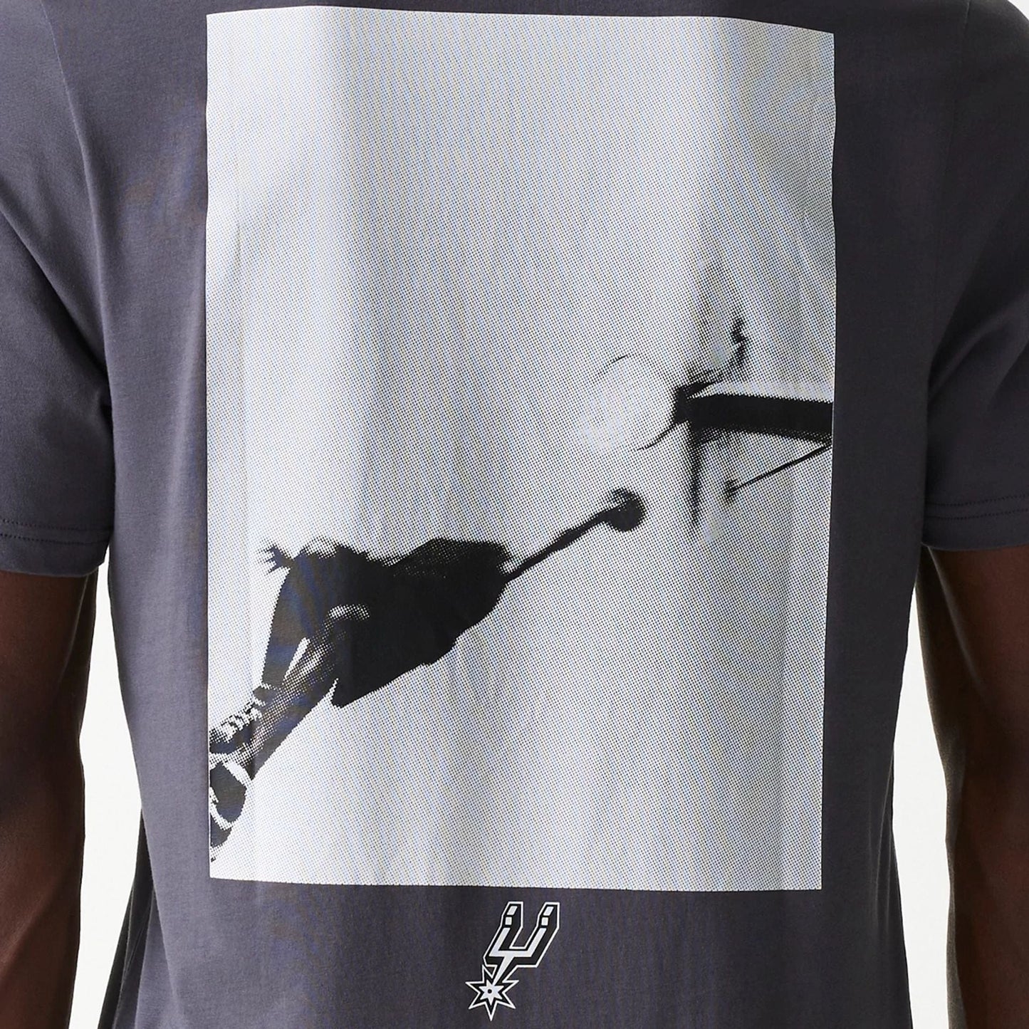 The Male model is wearing San Antonio Spurs NBA Court Graphic Dark Grey T-Shirt 4