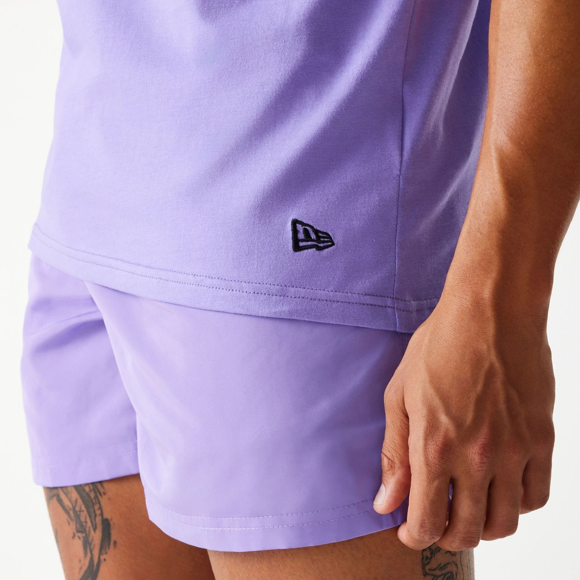 The Male model is wearing LA Lakers NBA All Over Print Infill Purple Vest Top 5