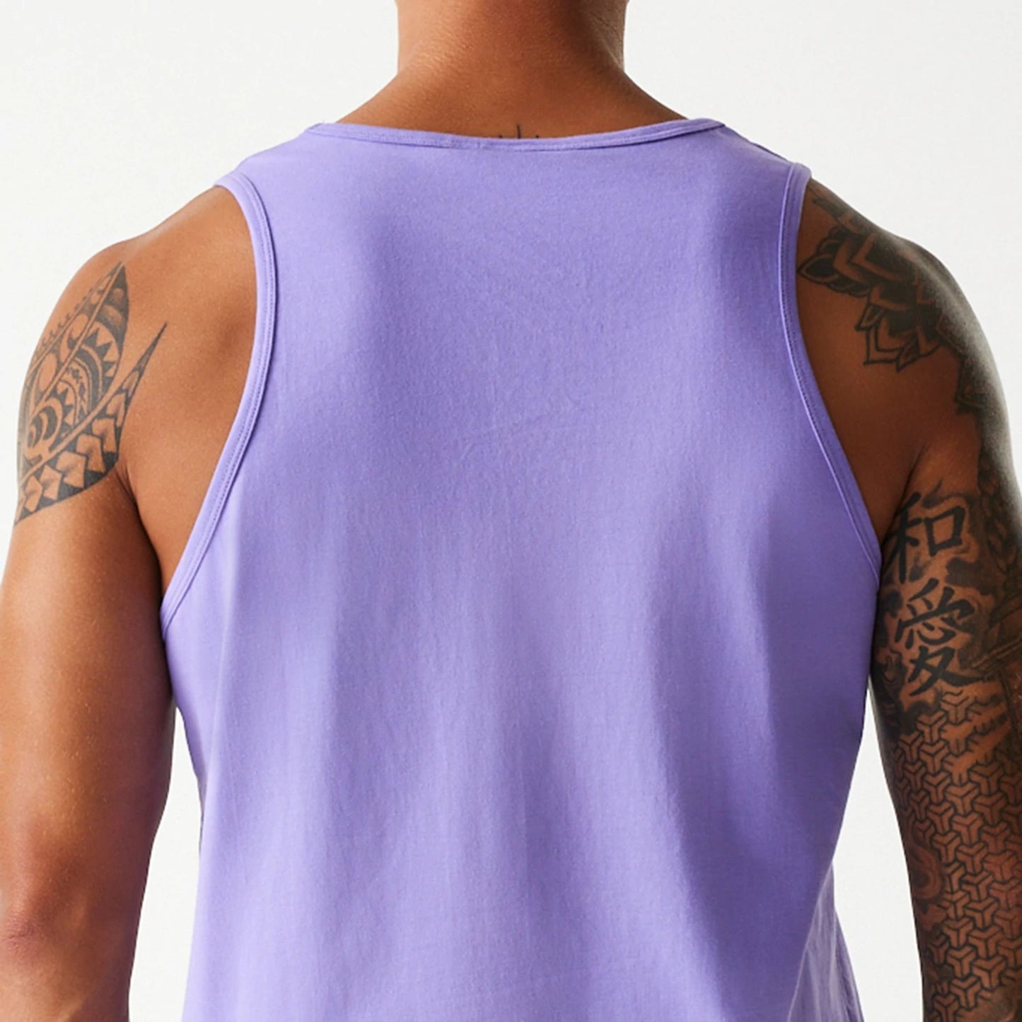 The Male model is wearing LA Lakers NBA All Over Print Infill Purple Vest Top 7