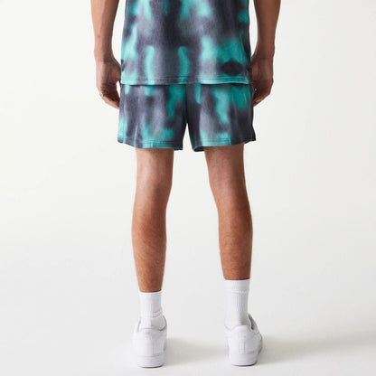 The Male model is wearing Chicago Bulls NBA All Over Print Green Shorts 2