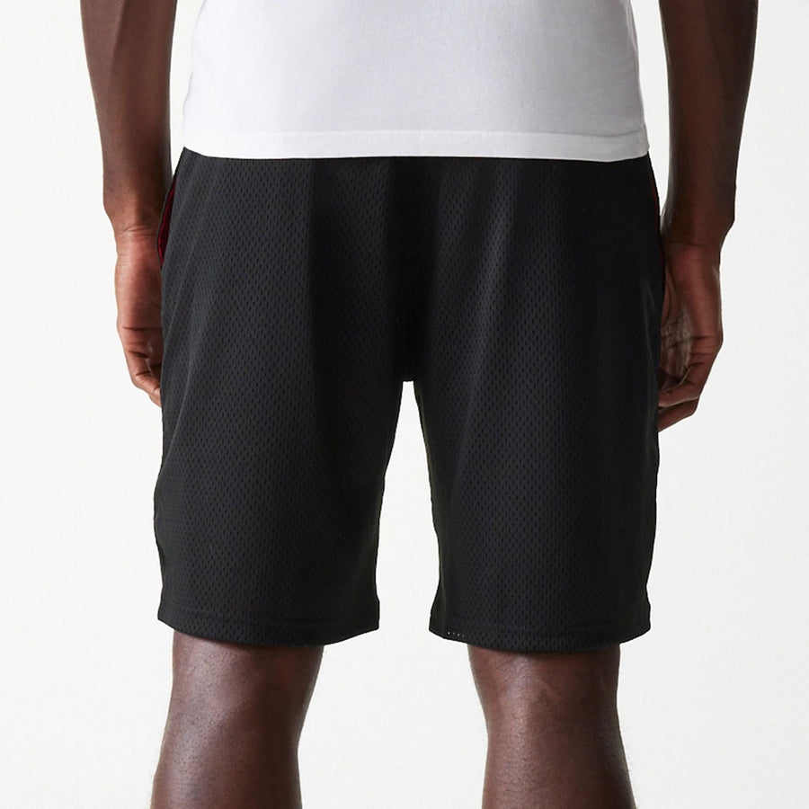 The Male model is wearing New Era Black Mesh Shorts 7