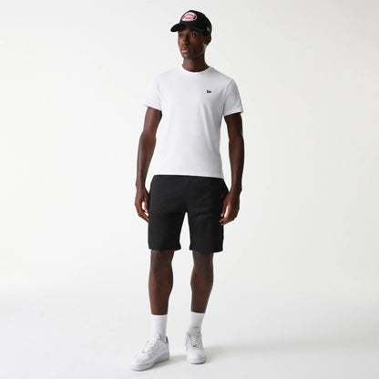 The Male model is wearing New Era Black Mesh Shorts 8