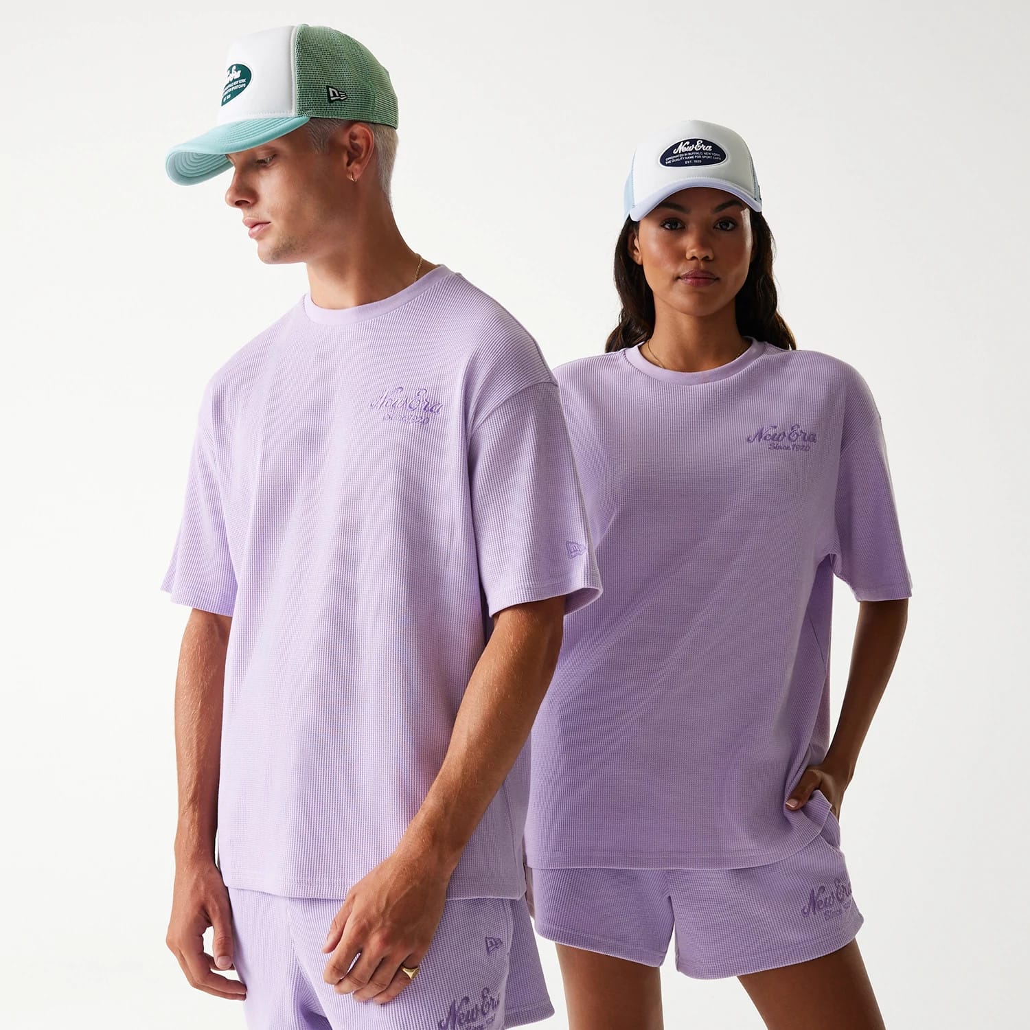 New Era Waffle Oversized Purple T-Shirt | NEC EU