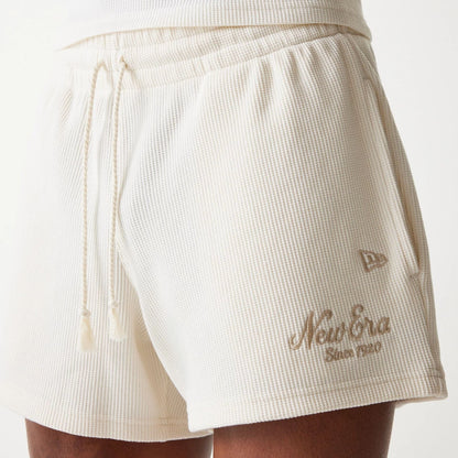 The Male model is wearing New Era Waffle Open White Shorts 6