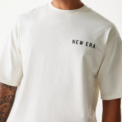 The Male model is wearing New Era Animal Graphic Open White Oversized T-Shirt 3