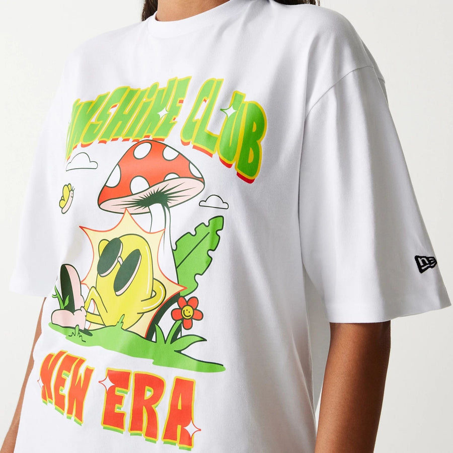 The Male model is wearing New Era Outdoor Graphic White Oversized T-Shirt 6