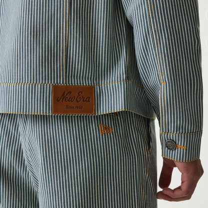 The Male model is wearing New Era Blue Denim Jacket 5