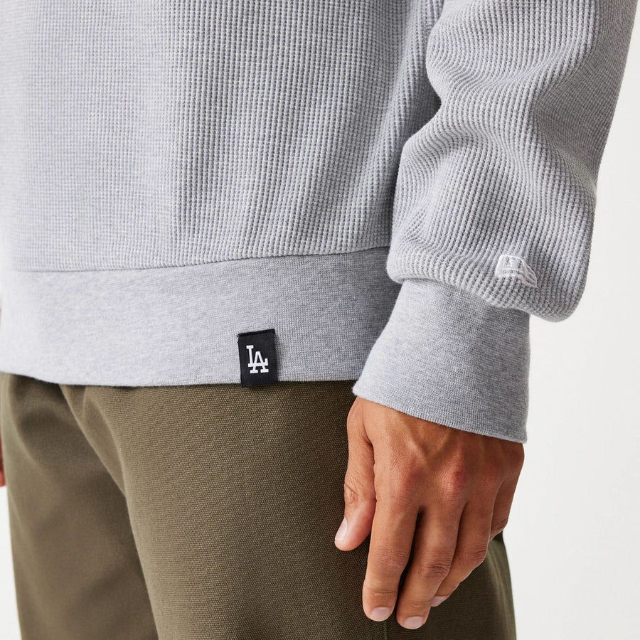 The Male model is wearing LA Dodgers MLB Waffle Grey Oversized Crew Neck Sweater 6