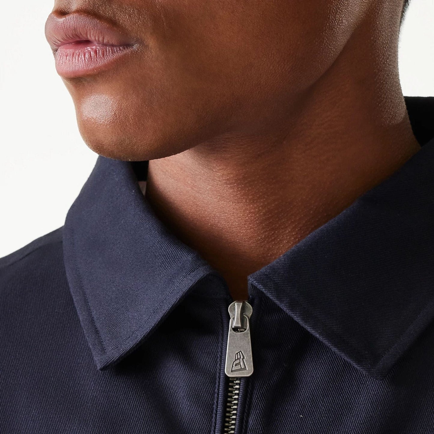 The Male model is wearing New York Yankees MLB Navy Collared Jacket 6