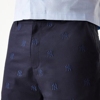 The Male model is wearing New York Yankees MLB Monogram Navy Shorts 5