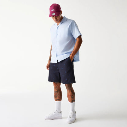 The Male model is wearing New York Yankees MLB Monogram Navy Shorts 8