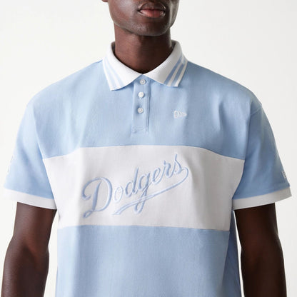 The Male model is wearing LA Dodgers MLB Graphic Pastel Blue Polo Shirt 3