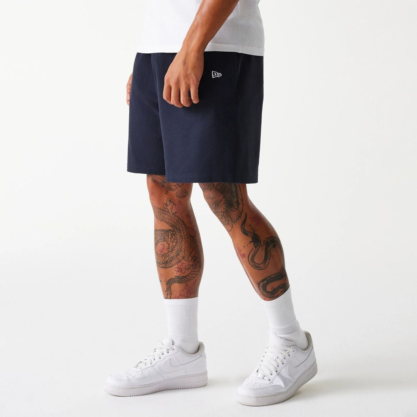 The Male model is wearing New York Yankees MLB Pique Navy Shorts 3