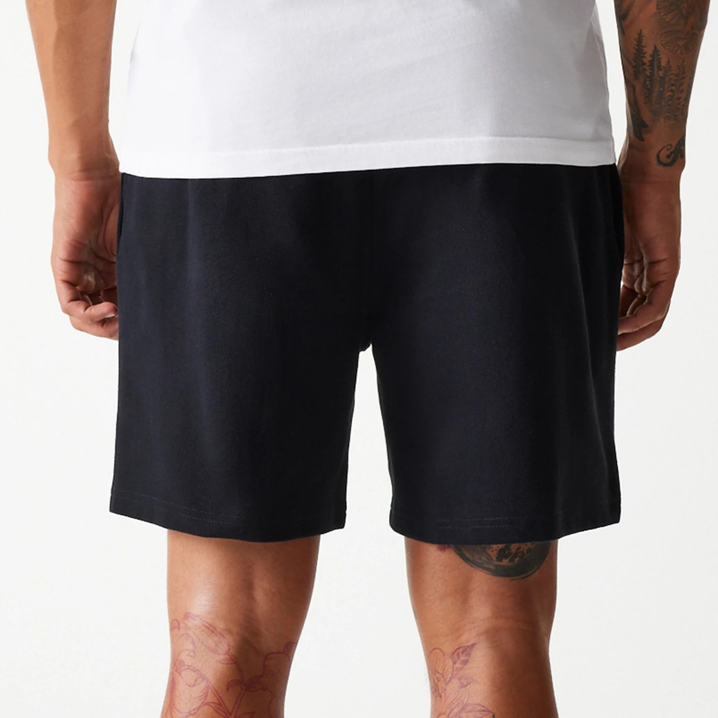 The Male model is wearing LA Dodgers MLB Pique Black Shorts 6