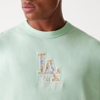 The Male model is wearing LA Dodgers MLB Infill Pastel Green Oversized T-Shirt 6