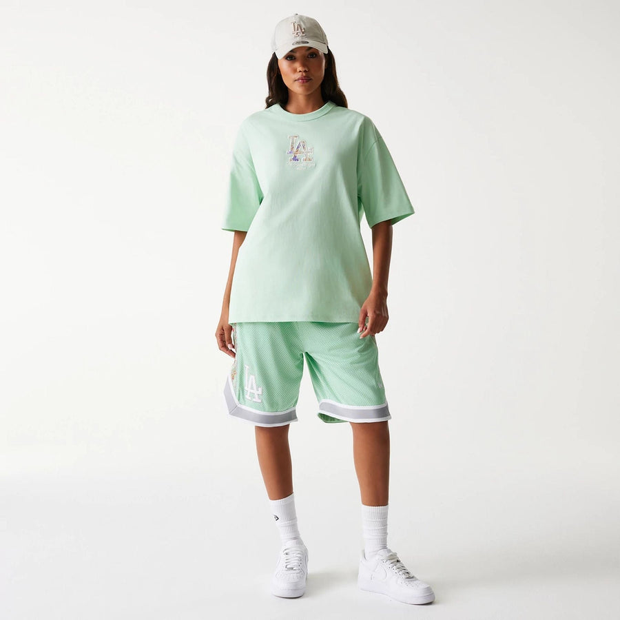 The Male model is wearing LA Dodgers MLB Infill Pastel Green Oversized T-Shirt 8