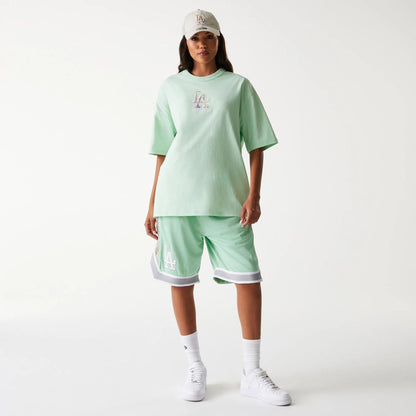 The Male model is wearing LA Dodgers MLB Infill Pastel Green Oversized T-Shirt 8