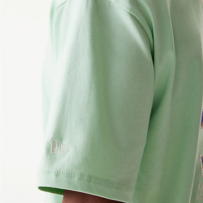 The Male model is wearing LA Dodgers MLB Infill Pastel Green Oversized T-Shirt 5