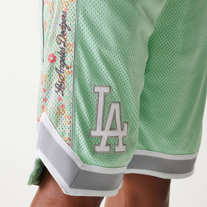 The Male model is wearing LA Dodgers MLB Infill Pastel Green Mesh Shorts 6