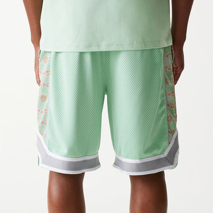 The Male model is wearing LA Dodgers MLB Infill Pastel Green Mesh Shorts 5