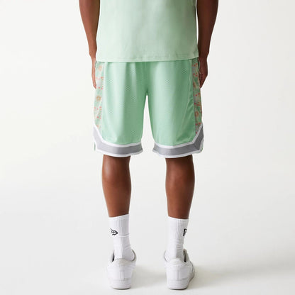 The Male model is wearing LA Dodgers MLB Infill Pastel Green Mesh Shorts 2