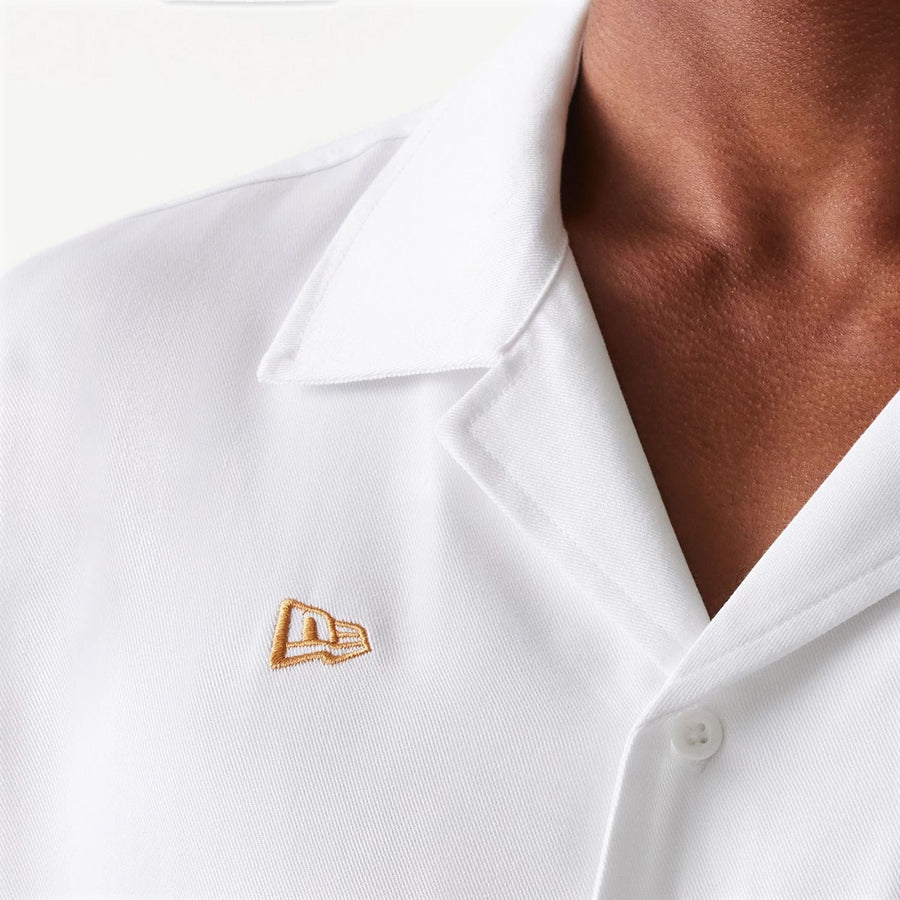 The Male model is wearing New York Yankees MLB Graphic White Revere Short Sleeve Shirt 7