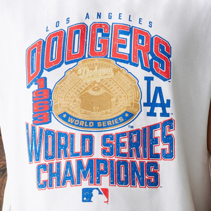 The Male model is wearing LA Dodgers MLB Graphic White Sleeveless T-Shirt 3