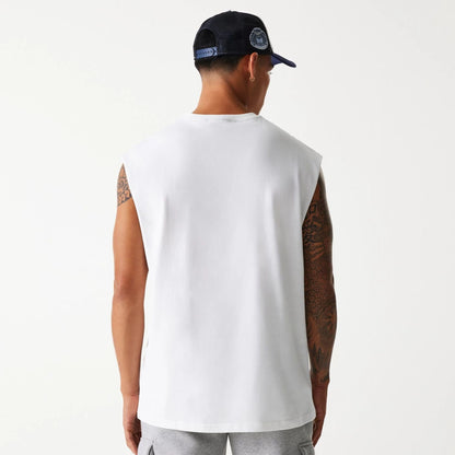 The Male model is wearing LA Dodgers MLB Graphic White Sleeveless T-Shirt 2