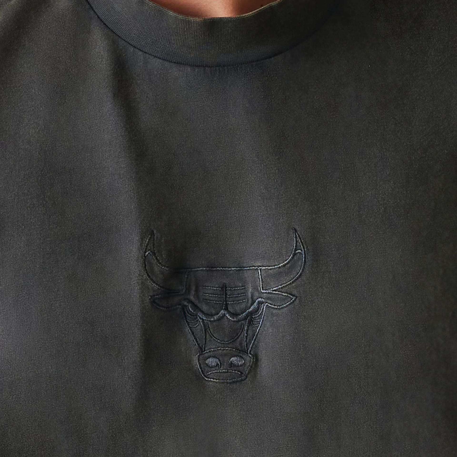 The Male model is wearing Chicago Bulls NBA Washed Grey Box T-Shirt 6