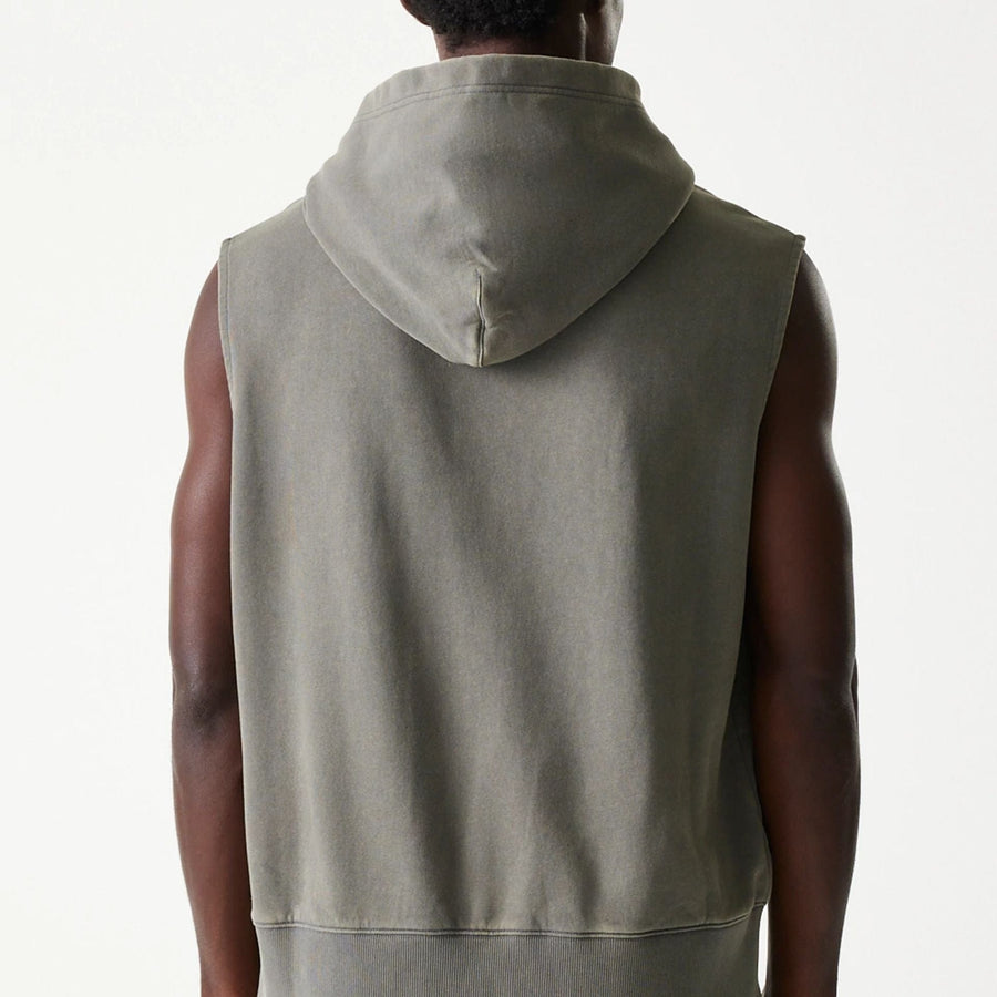 The Male model is wearing LA Lakers NBA Washed Grey Sleeveless Hoodie 7