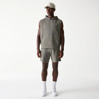 The Male model is wearing LA Lakers NBA Washed Grey Sleeveless Hoodie 8