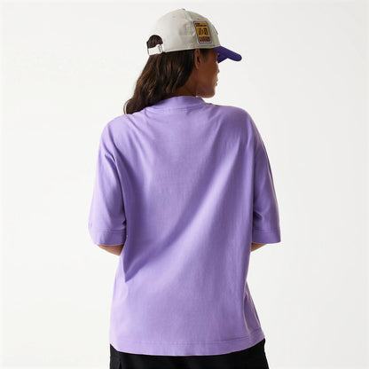 The Male model is wearing LA Lakers NBA Washed Purple Box T-Shirt 5