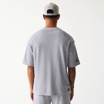 The Male model is wearing LA Lakers NBA Waffle Grey Oversized T-Shirt 2
