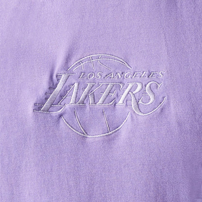 The Male model is wearing LA Lakers NBA Washed Purple Sleeveless T-Shirt 5