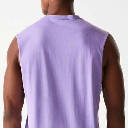 The Male model is wearing LA Lakers NBA Washed Purple Sleeveless T-Shirt 4