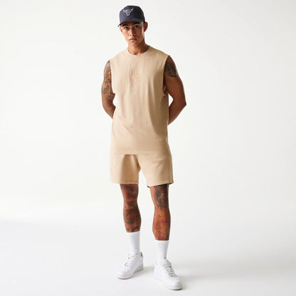 The Male model is wearing Chicago Bulls NBA Washed Beige Sleeveless T-Shirt 8