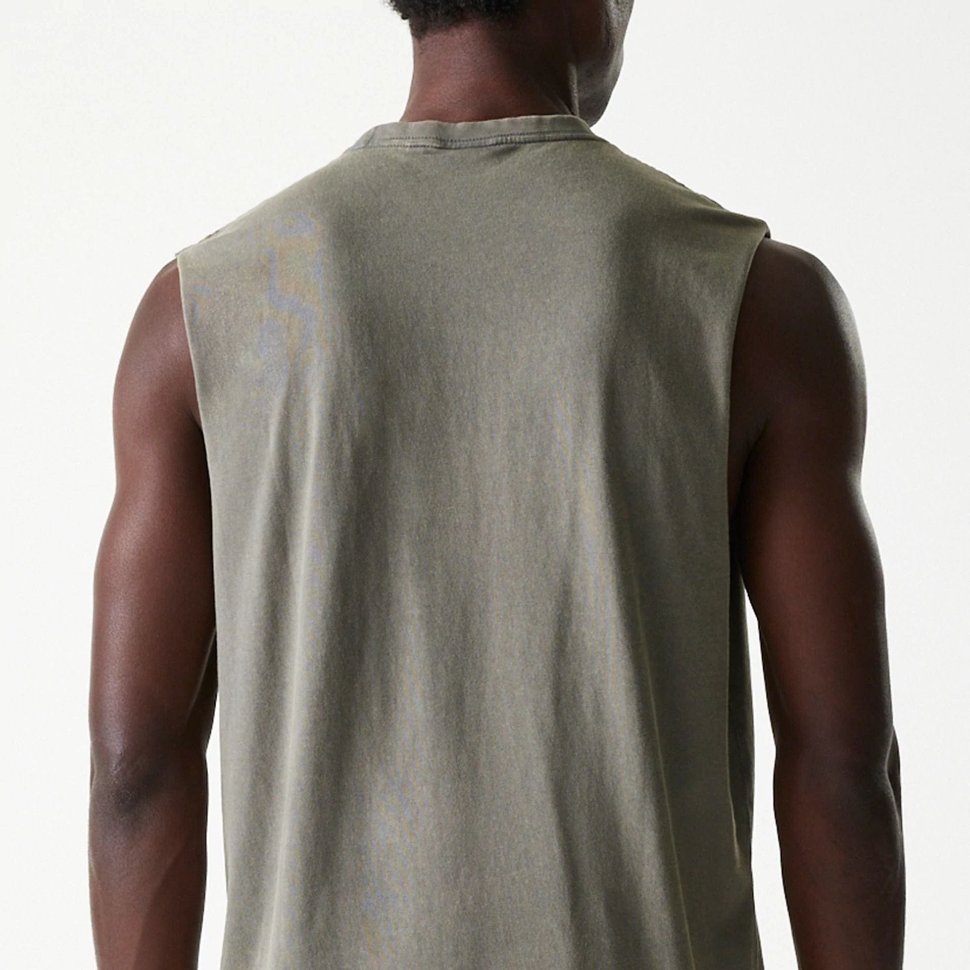 The Male model is wearing LA Lakers NBA Washed Grey Sleeveless T-Shirt 5