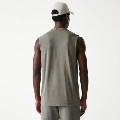 The Male model is wearing LA Lakers NBA Washed Grey Sleeveless T-Shirt 2