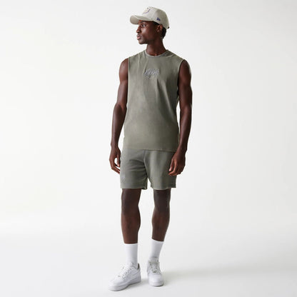 The Male model is wearing LA Lakers NBA Washed Grey Sleeveless T-Shirt 8
